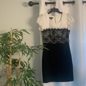 Black and cream colored dress